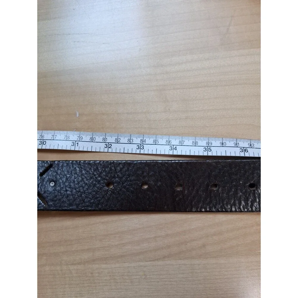 Western Cutout Black Leather Belt Silver Buckle J. Crew 40